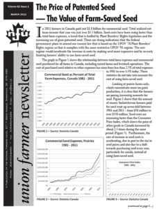 Union Farmer Quarterly Article, The Price of Patented Seed