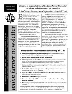 Union Farmer Newsletter – February 2014