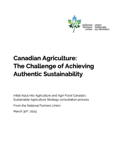 L'agriculture canadienne : le défi d'atteindre une durabilité authentique
