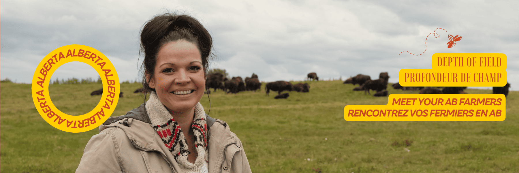 Header photo of Laurie from Backwoods Buffalo Ranch for Alberta Farmers featured in Depth of Field: Films About Farming