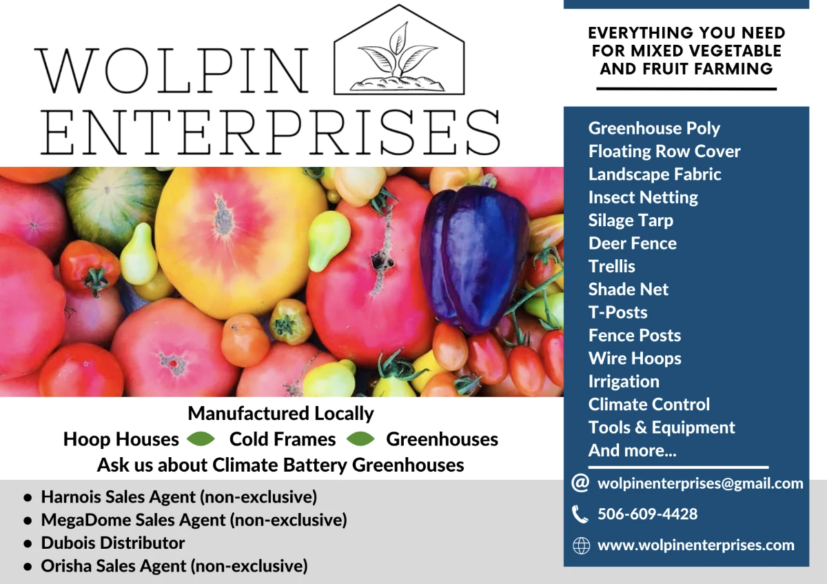 Wolpin Enterprises. Everything you need for mixed vegetable and fruit farming.